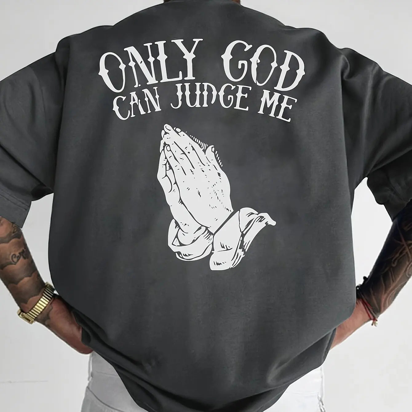 Men’s summer cotton “Only God Can Judge Me” graphic tee