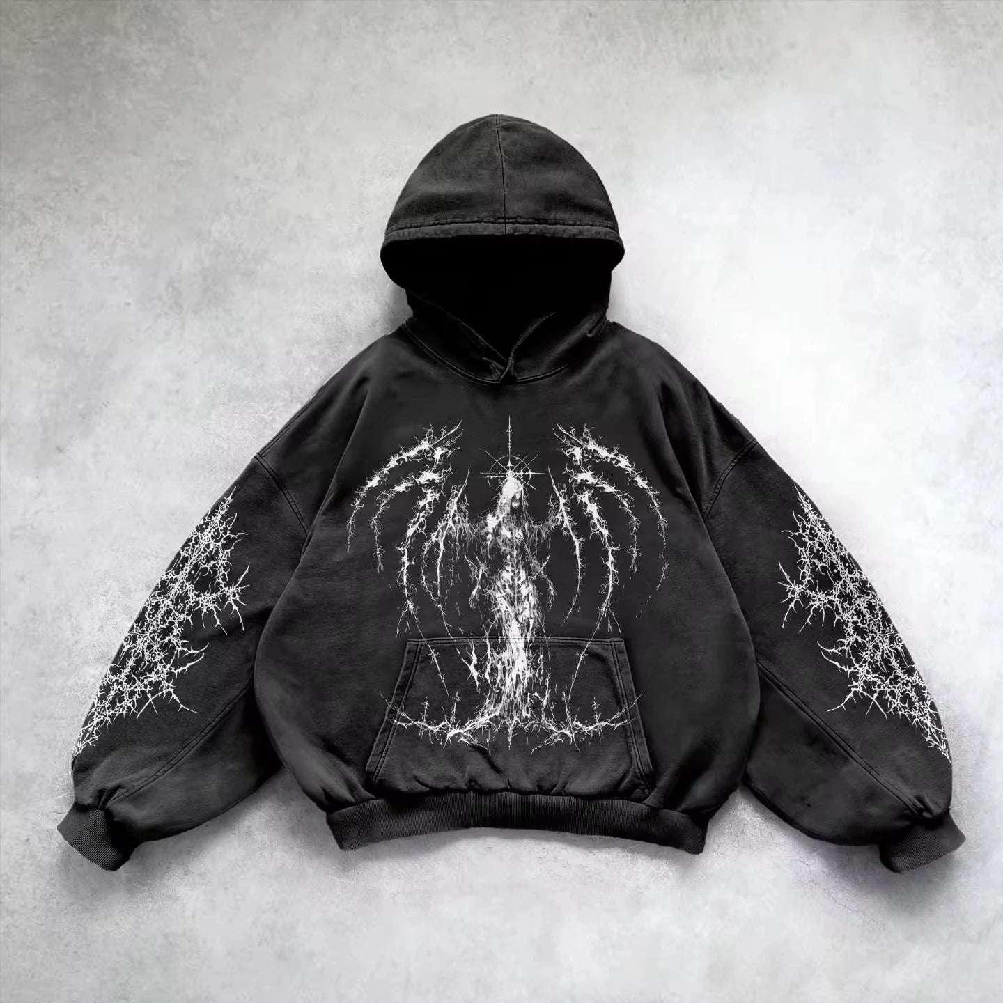Retro Gothic Graphic Hoodie – Y2K Streetwear Unisex