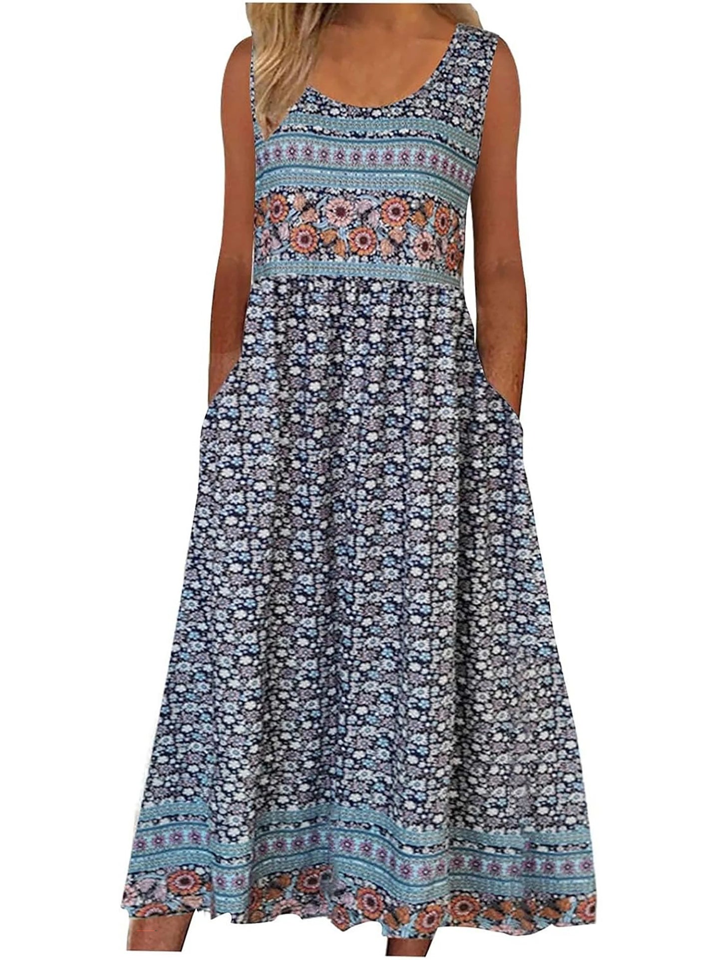 2025 Summer Women’s Bohemian Floral Midi Sundress