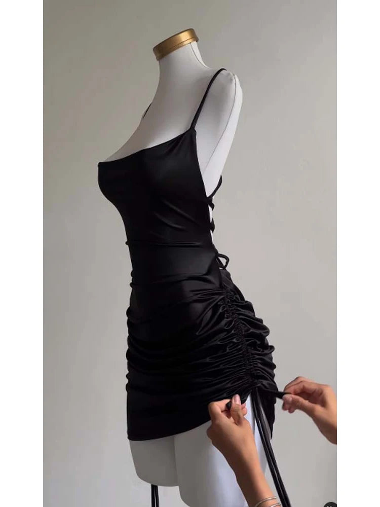 Y2K Satin Backless Bodycon Mini Dress – Women