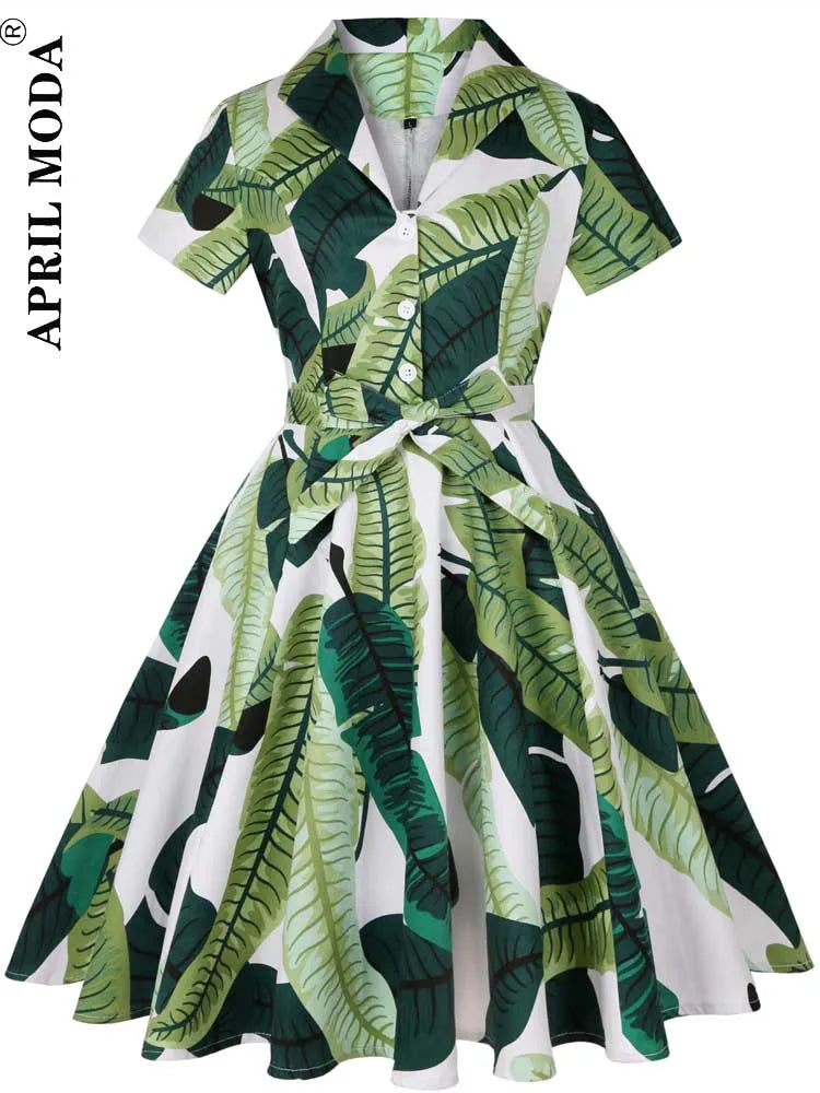 2025 Vintage Rockabilly Swing Midi Dress – Summer Party
