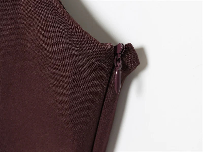 Reddish-Brown Spaghetti Strap Tie-Detail Mini Dress