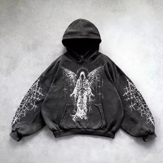 Retro Gothic Graphic Hoodie – Y2K Streetwear Unisex