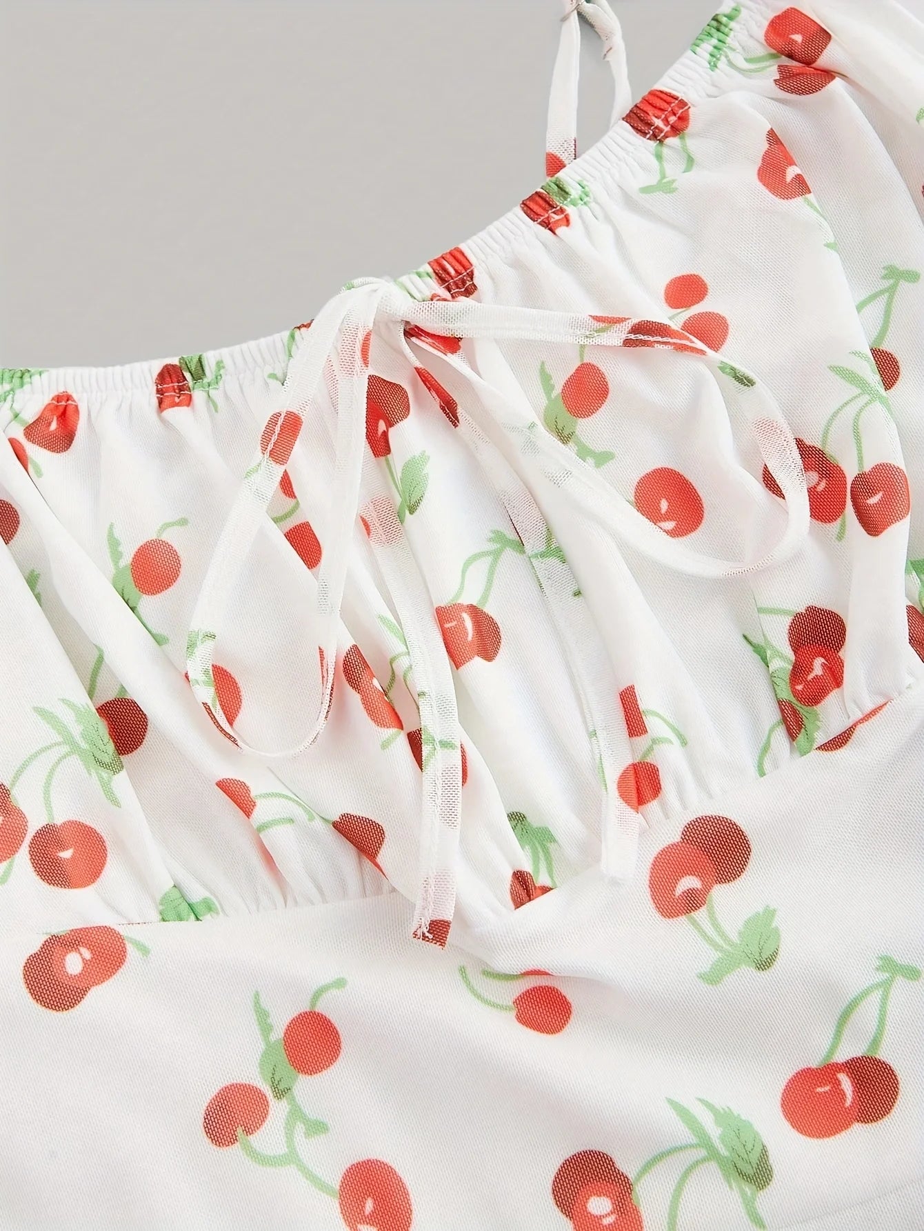 Cherry Print Strapless A-Line Dress – Summer 2025