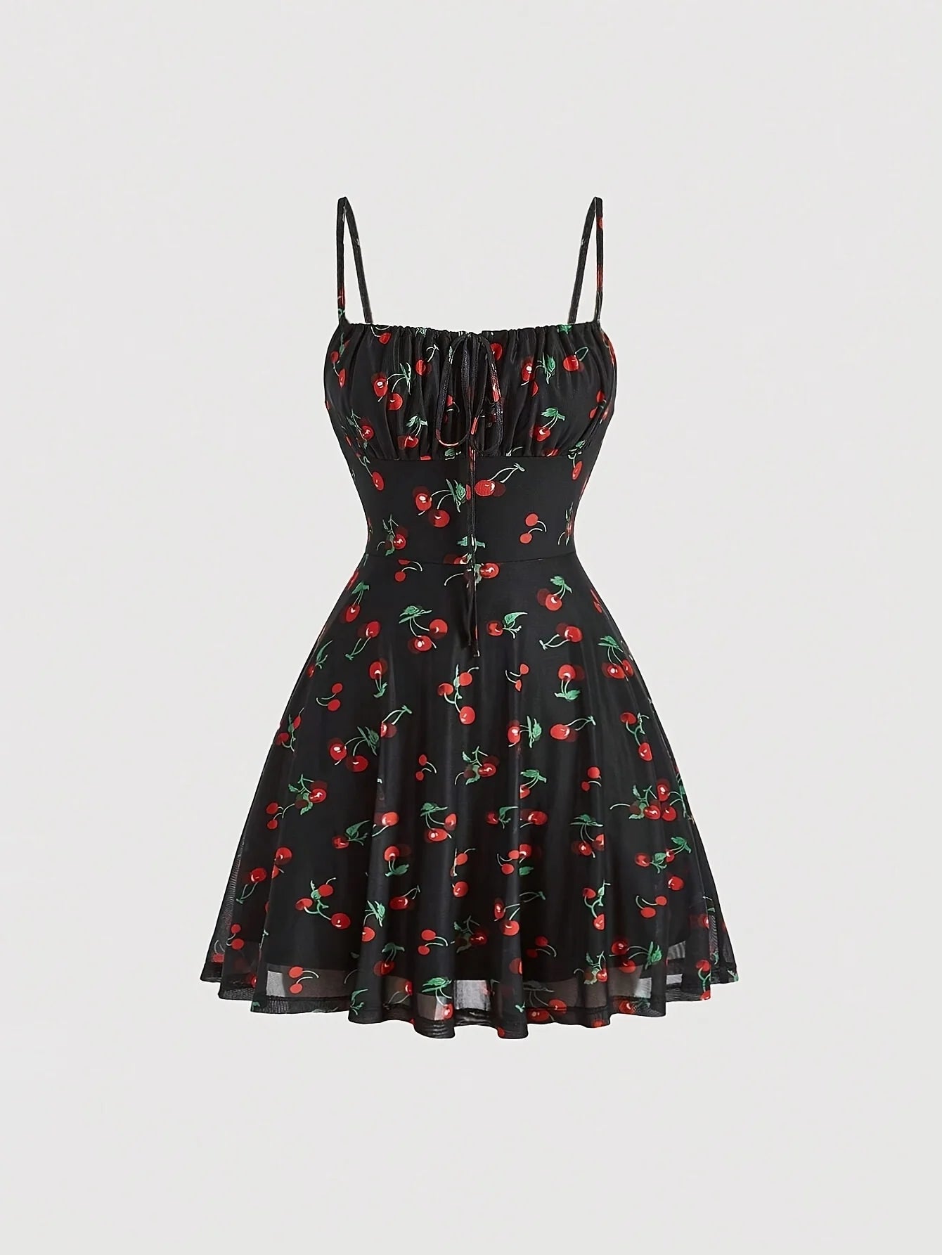 Cherry Print Strapless A-Line Dress – Summer 2025