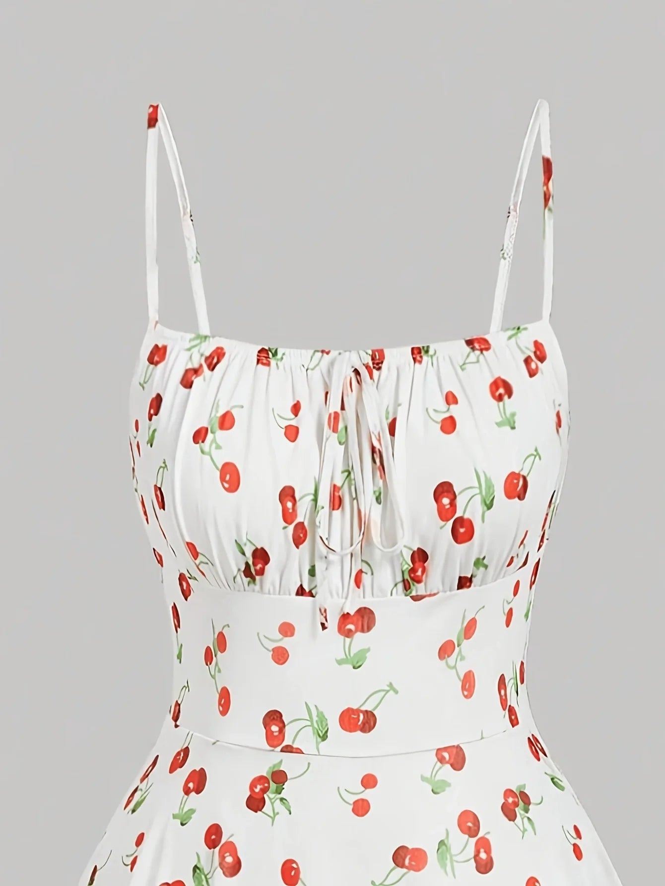 Cherry Print Strapless A-Line Dress – Summer 2025