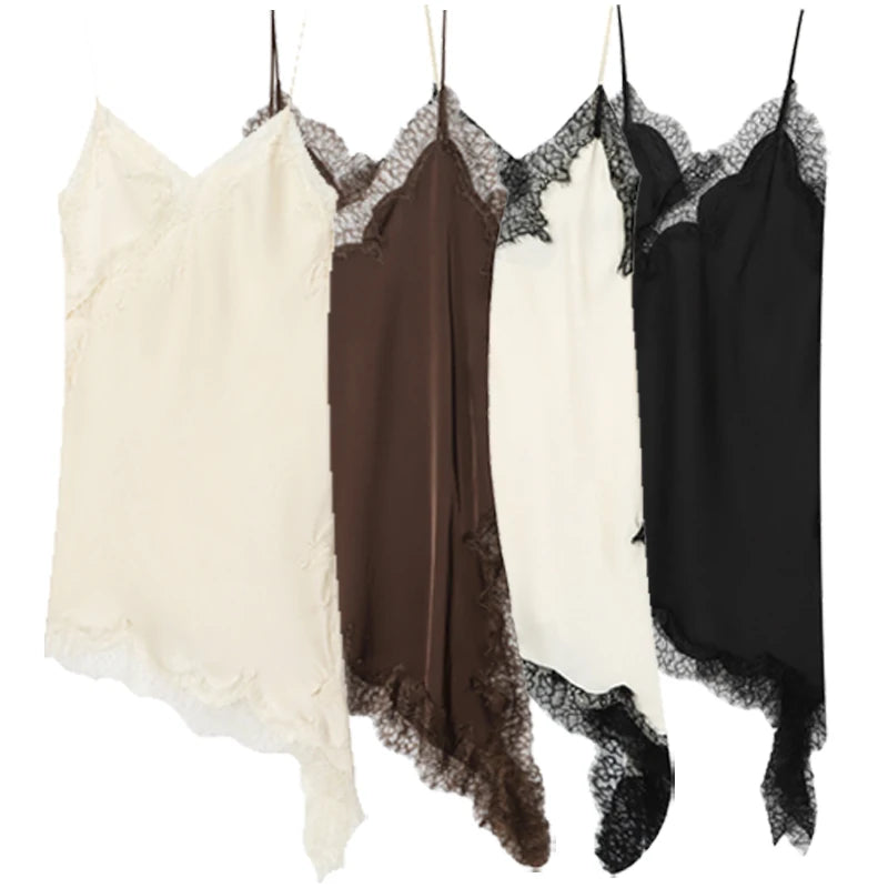 HXAO Women’s Lace Asymmetric Slip Mini Dress – Summer 2025
