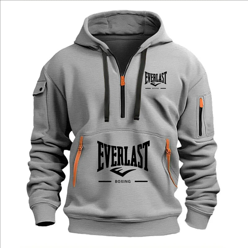 Autumn/Winter Men’s Printed Multi-Zipper Hoodie – Casual & Loose
