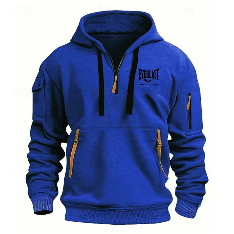 Autumn/Winter Men’s Printed Multi-Zipper Hoodie – Casual & Loose
