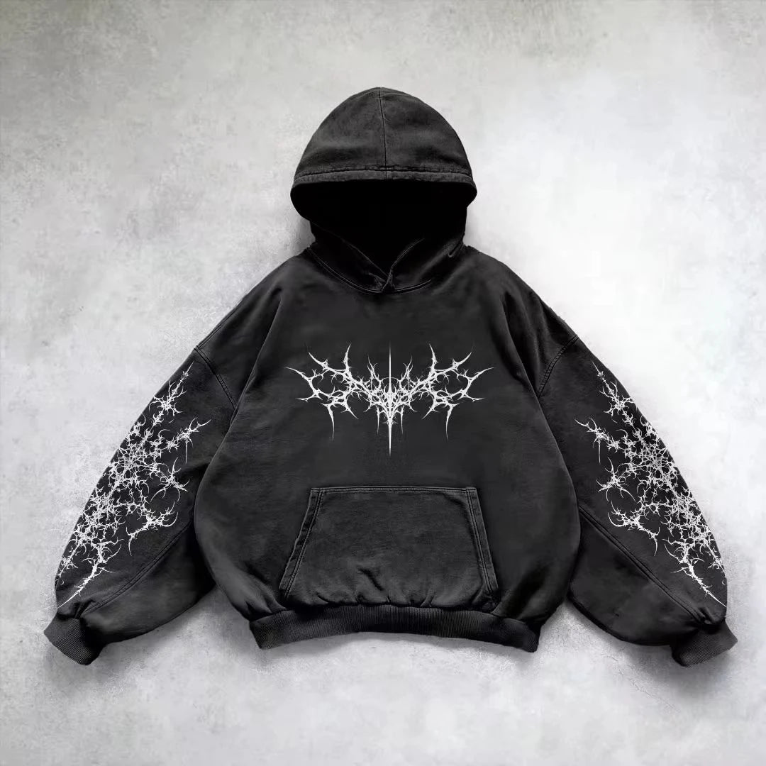 Retro Gothic Graphic Hoodie – Y2K Streetwear Unisex