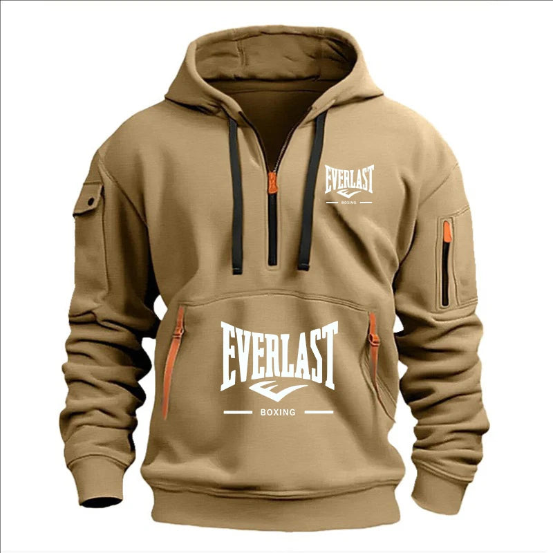 Autumn/Winter Men’s Printed Multi-Zipper Hoodie – Casual & Loose