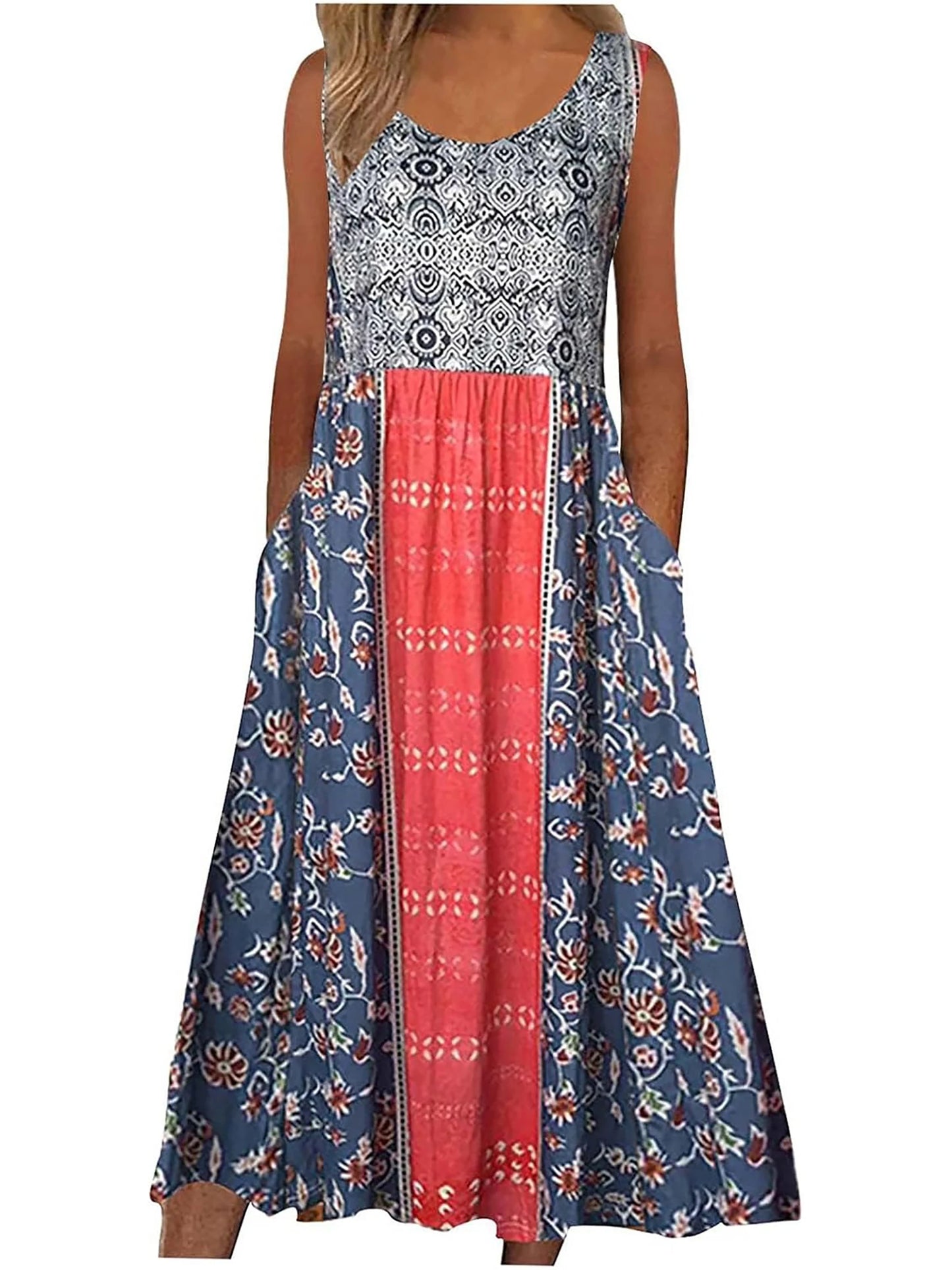 2025 Summer Women’s Bohemian Floral Midi Sundress