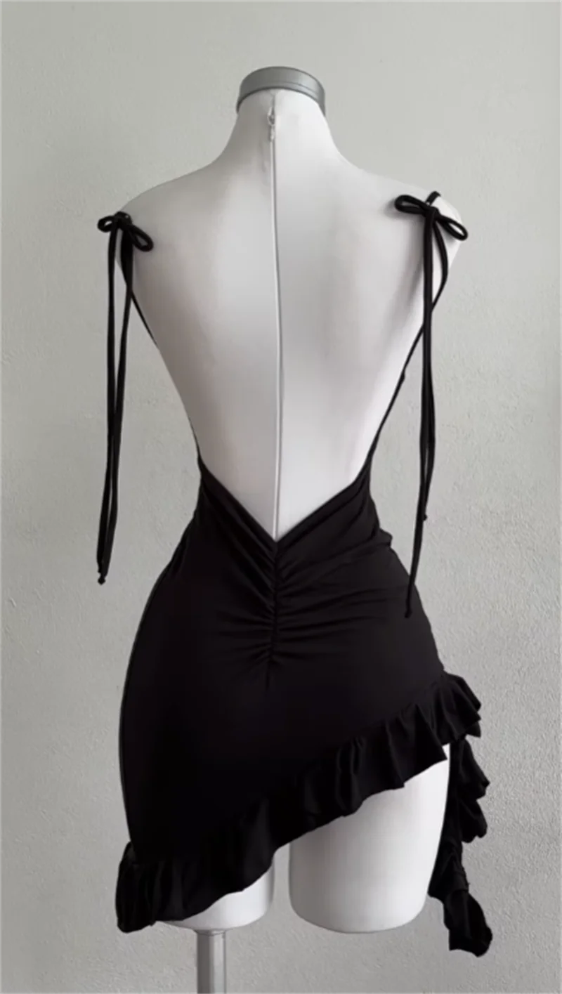 Women’s Sleeveless Backless Ruffle Mini Dress – Summer 2025