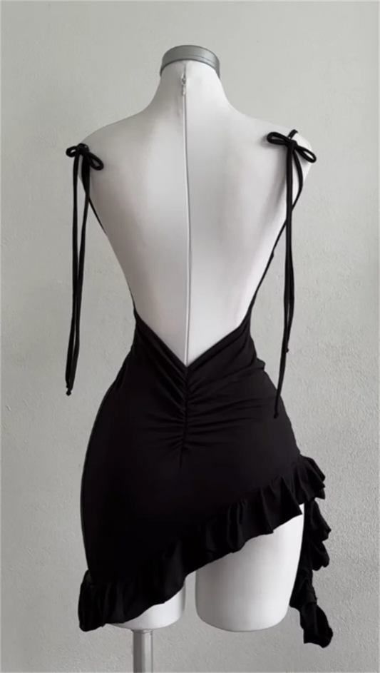 Women’s Sleeveless Backless Ruffle Mini Dress – Summer 2025
