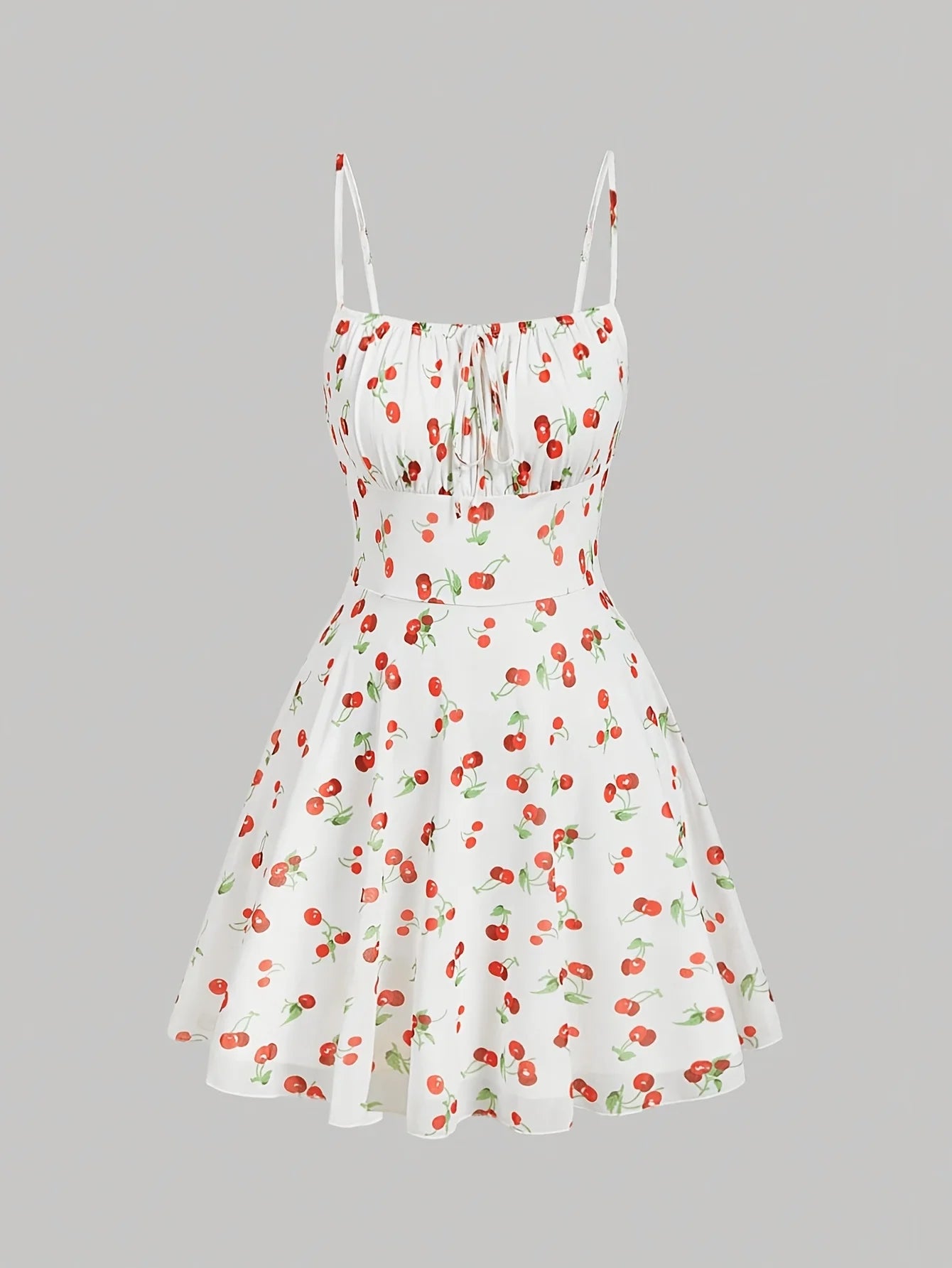 Cherry Print Strapless A-Line Dress – Summer 2025
