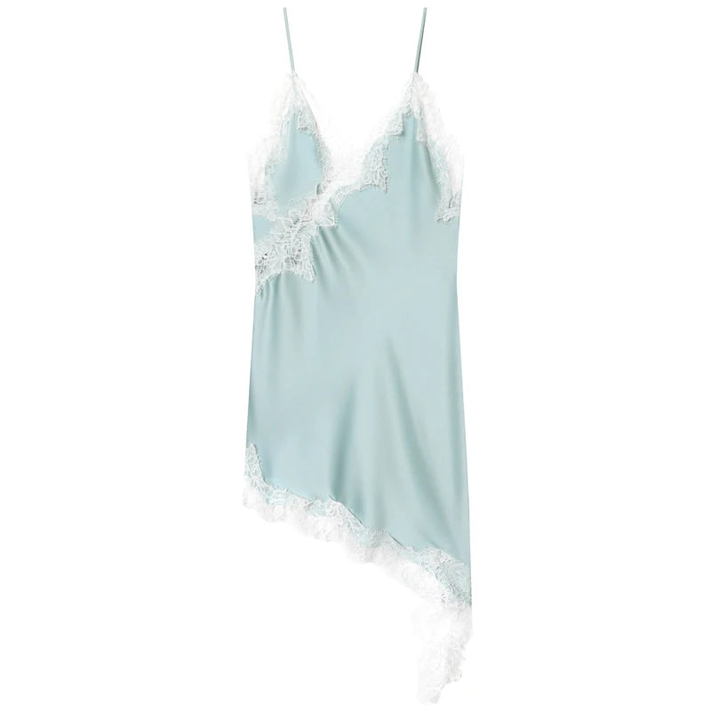 HXAO Women’s Lace Asymmetric Slip Mini Dress – Summer 2025