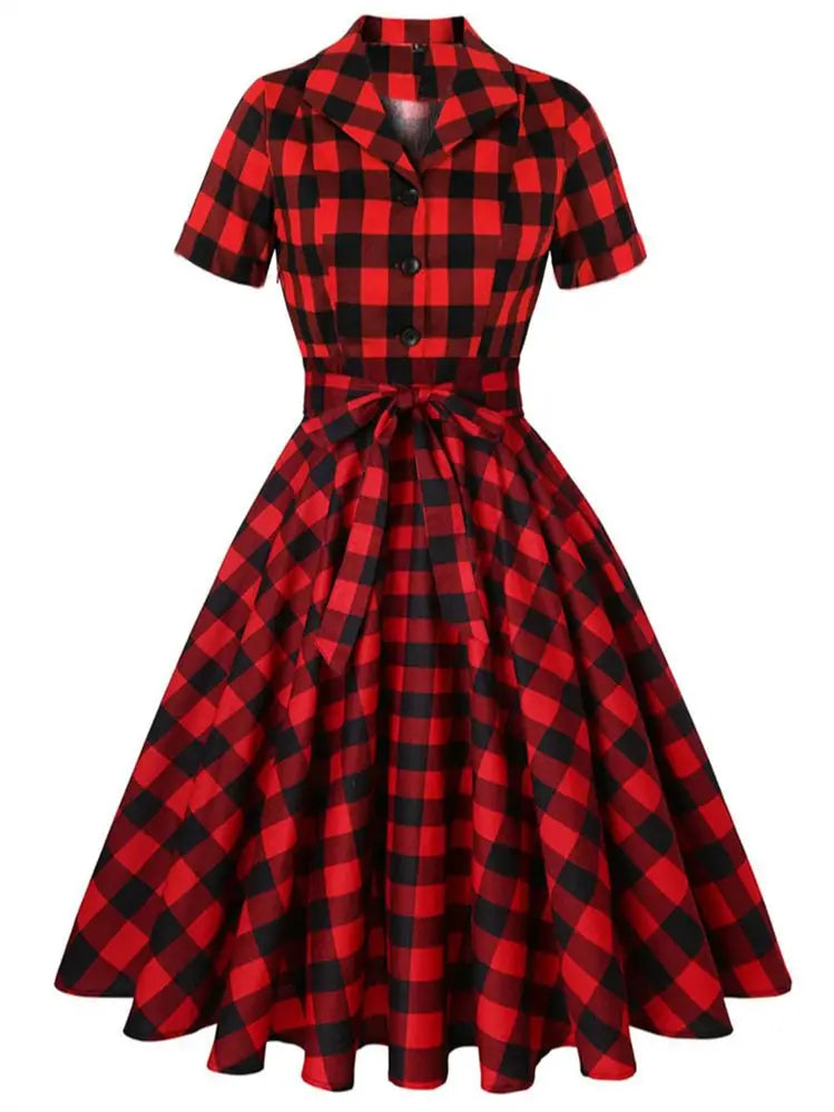 2025 Vintage Rockabilly Swing Midi Dress – Summer Party