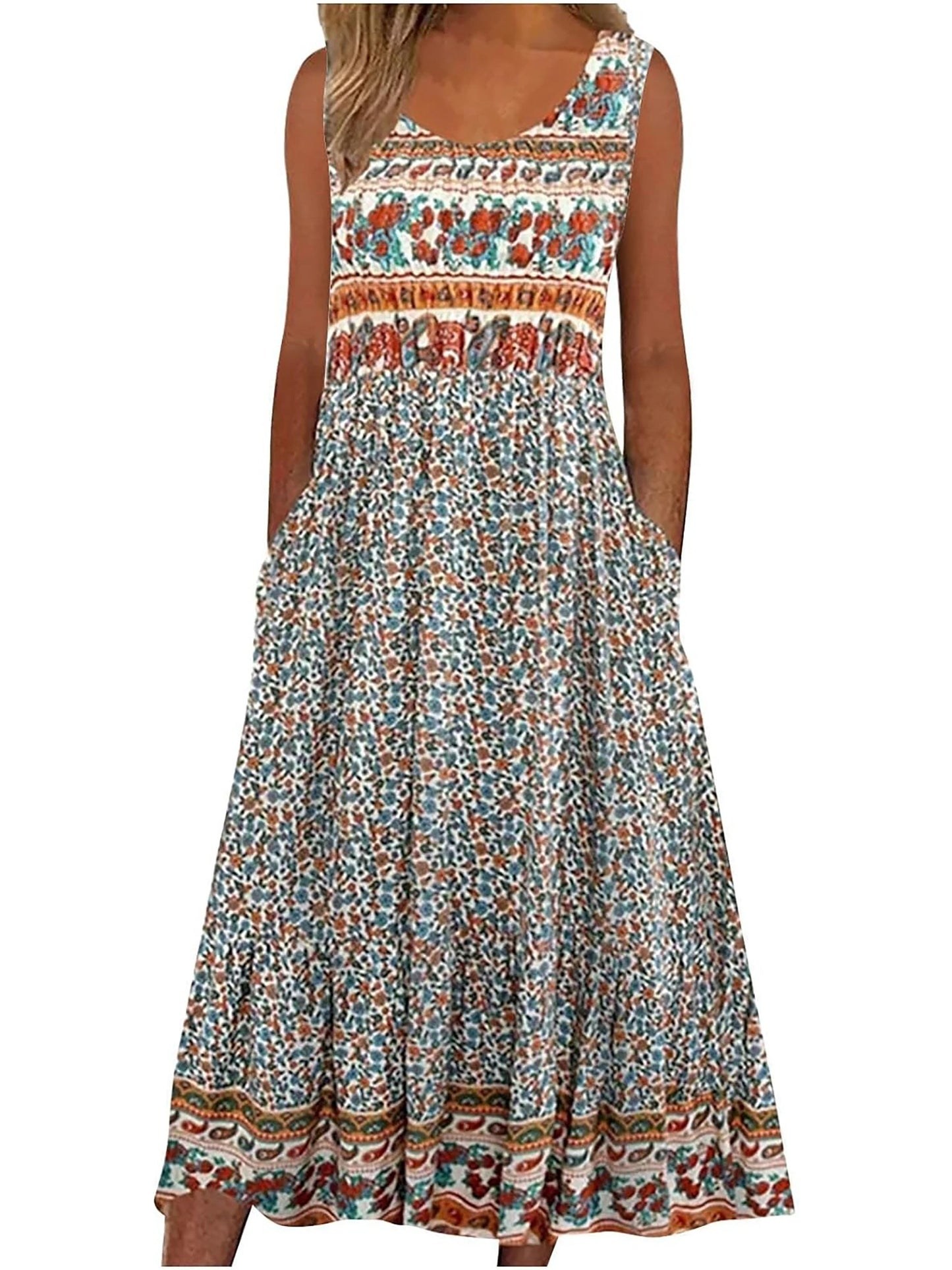 2025 Summer Women’s Bohemian Floral Midi Sundress