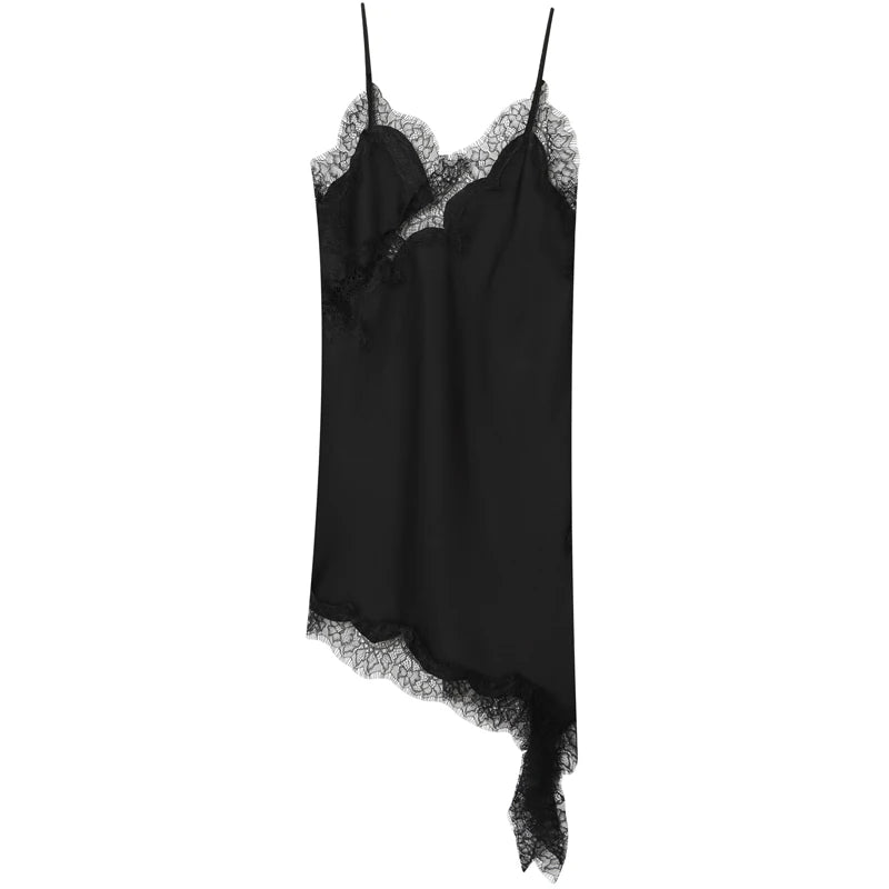 HXAO Women’s Lace Asymmetric Slip Mini Dress – Summer 2025
