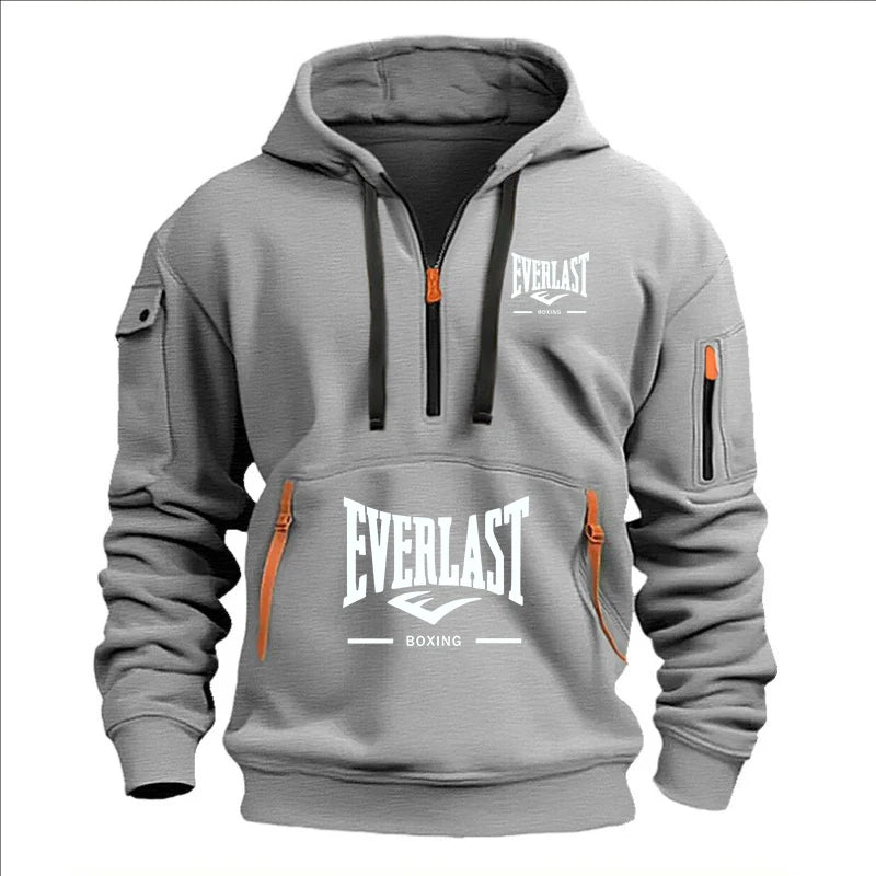 Autumn/Winter Men’s Printed Multi-Zipper Hoodie – Casual & Loose
