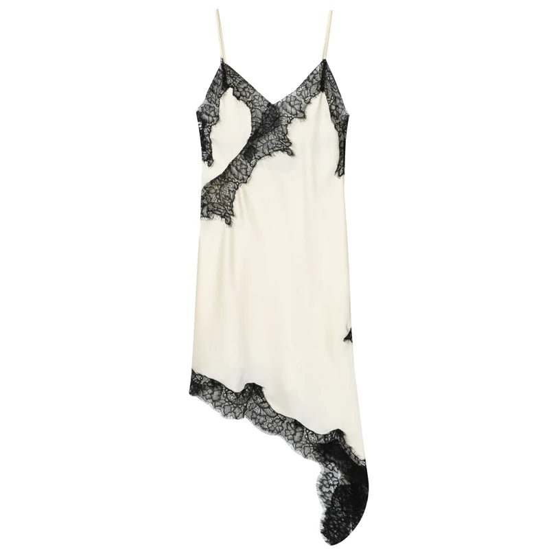 HXAO Women’s Lace Asymmetric Slip Mini Dress – Summer 2025