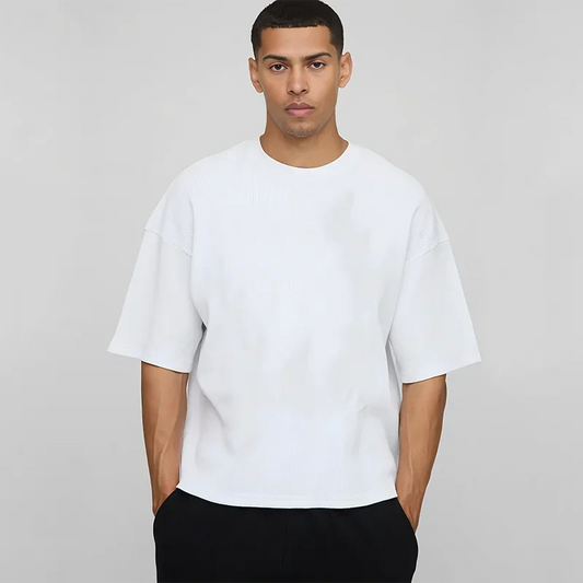 Basic Oversized Boxy Crew Neck T-shirt Mens Half Sleeve Summer Loose Sports Clothing