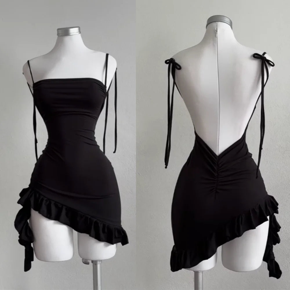 Women’s Sleeveless Backless Ruffle Mini Dress – Summer 2025