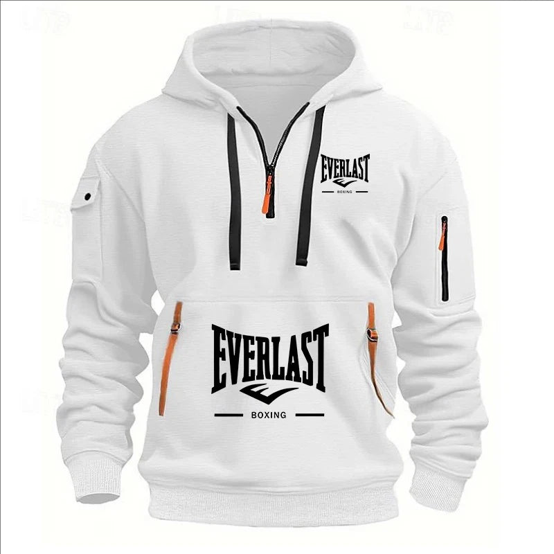 Autumn/Winter Men’s Printed Multi-Zipper Hoodie – Casual & Loose