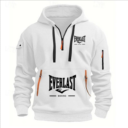 Autumn/Winter Men’s Printed Multi-Zipper Hoodie – Casual & Loose