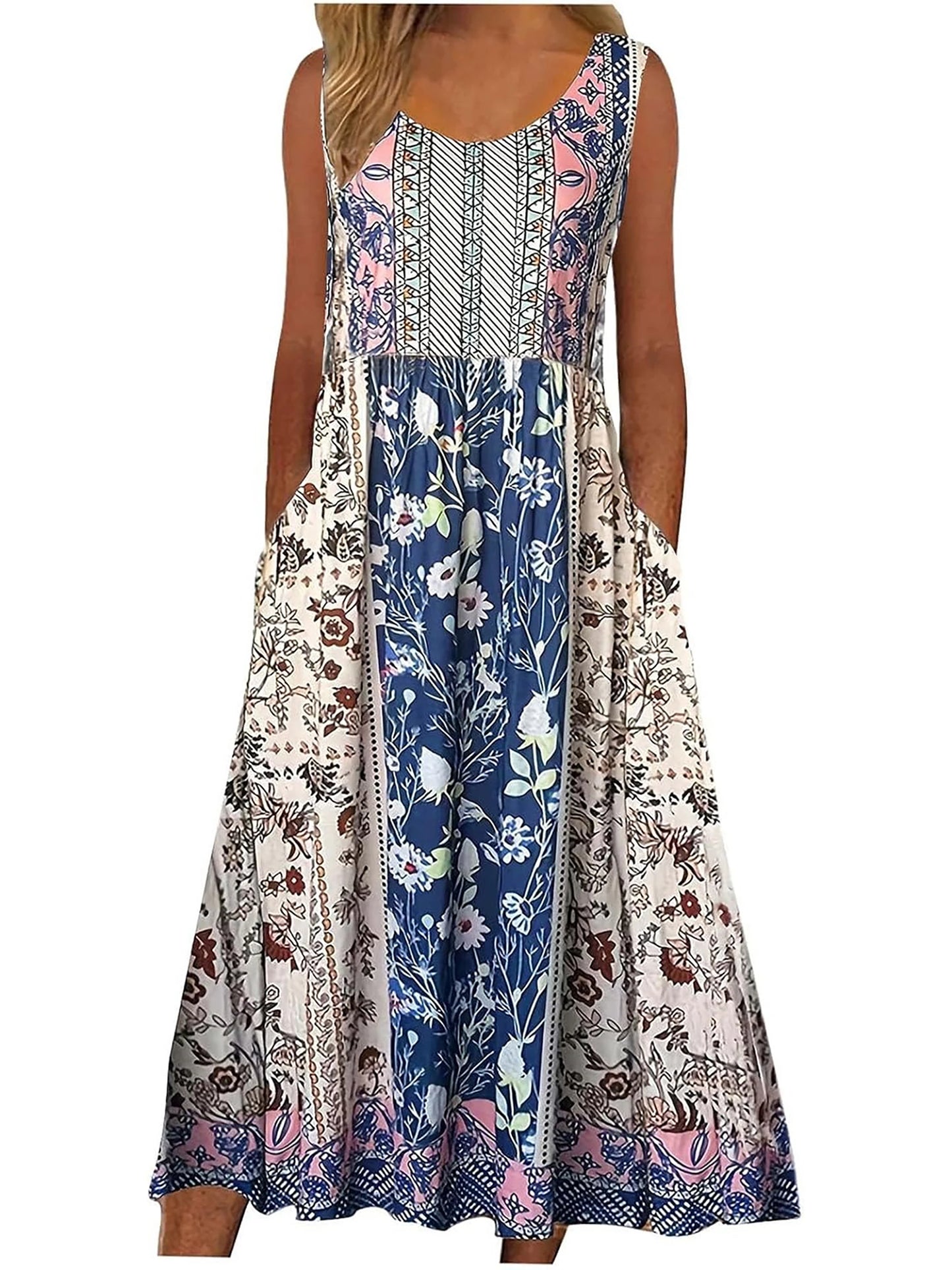 2025 Summer Women’s Bohemian Floral Midi Sundress