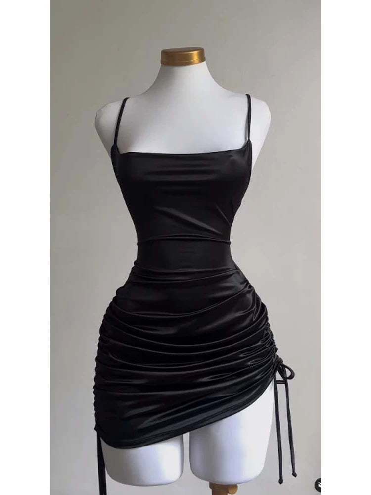 Y2K Satin Backless Bodycon Mini Dress – Women
